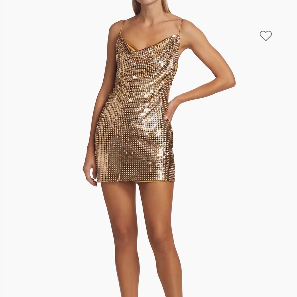 Ramy brook wrenley crystal chain mail minidress size XL gold
